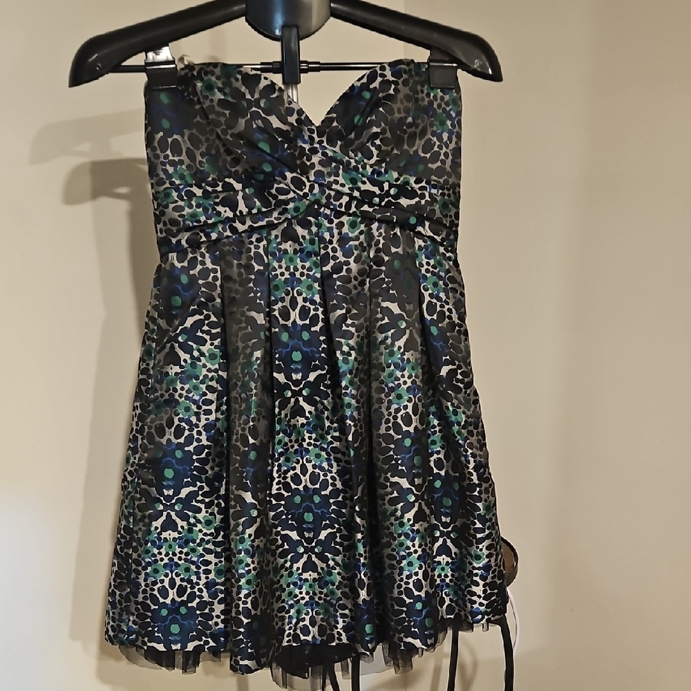 BCBGMAXAZRIA Strapless Animal Print Dress